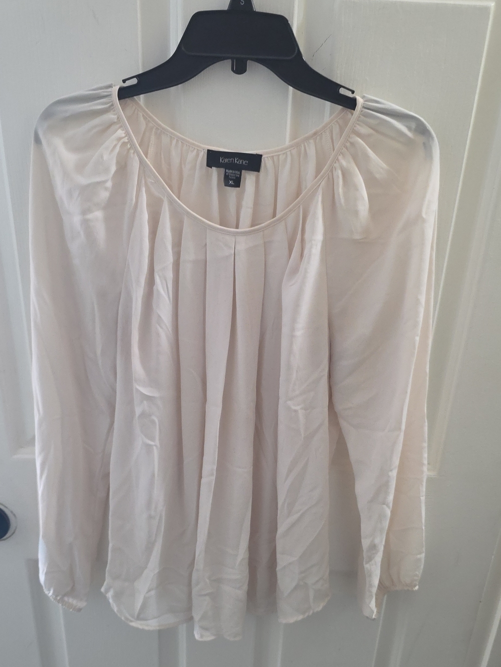 Karen Kane Ivory Pleated Long-Sleeve Blouse
